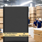 iMBAPrice 12.5x19 Inch Black Poly Bubble Mailers #6, 100-Pack – Extra Large Padded Shipping Envelopes, Self-Seal, Waterproof & Tear-Resistant Polybubble Mailing Bags
