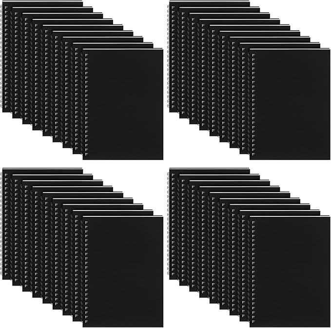 Yahenda Spiral Notebook Bulk A5 Journal Lined 8.3'' x 5.5'' Writing Composition Paper Small Notepad Subject Notebook for Students Office Business Back to School Supplies(Black,36 Pcs)