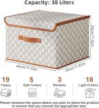 Tuza 4 Pack Fabric Storage Bins with Lids, Collapsible Closet Organizer Container, Decorative Storage Boxes with Lids for Organizing Clothes, Blanket, Grey & White, Large