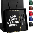 Vebermo Personalized Journal Notebook Set with Pen & Gift Box, Custom Name/Logo Notebook Black A5 College Ruled Lined 8.26''x5.9'' Personalized notebook Gifts for Men and Women,200 Pages,Black