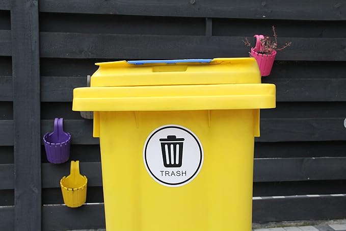 6 Pack 6" Glass, Paper, Plastic, Metal, Trash, Recycle Sign Stickers - Self-Adhesive Vinyl Decal Recycle Logos - Eco-Friendly Trash Can Signs - 6" - Indoor & Outdoor Use - Waterproof & UV Protected