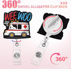 Aoryalps Wee WOO Retractable Badge Reel Holder Retractable with ID Clip for Nurse Nursing Name Tag Card Nursing Student Teacher Doctor Medical Assistant Work Office Clip-Gifts for Nurse