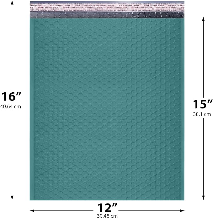 Green Large Poly Bubble Mailers 12x15 inch | Self Seal Padded Envelopes Cushioned Bubble Mailer | Usable Size 12x15 | WaterProof | Lightweight mailing Shipping Bags | 50 Pack Bulk