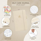 Clever Fox Self-Care Journal Pocket – Daily Reflection Notebook – Mental Health & Personal Development Planner, Meditation & Mood Log (Seashell)