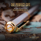 Scriveiner Silver Chrome Fountain Pen - Stunning Luxury Pen, Real Gold Finish, Schmidt Gilded Nib (Extra Fine), Best Gift Set for Men & Women Professional Executive Office Nice Designer Pen
