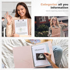 Ospelelf 3 Ring Binder 1 Inch, Vintage Leather Clipboard Binder Organizer for Letter Size (8.5" x 11"), Professional Binder Organizer Dividers with 5 Tabs, Rose Gold