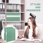 Henoyso 48 Pcs 3 Ring Binder 0.5 Inch Round Fits Letter Size 8.5'' x 11'' Paper Plastic Flexible Binder Bulk Holds 140 Sheets with 1 Pockets Versatile Organizer for Home Office School (Sage Green)