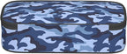 YIJIUWKIS Kids Adults Camo Style Pencil Case Blue Pencil Box for Boys Men Girls Women, Portable Canvas Storage Pouch Marker Pen Organization Bag, Desk Office Organizer Travel Bag
