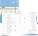 POPRUN 2025-2026 Monthly Planner (B5 8" X 10"), 18-Month Calendar Book (Jul.25 - Dec.26) with Monthly Tabs, Hardcover, Inner Pocket, 100GSM Thick Paper - Haze Blue