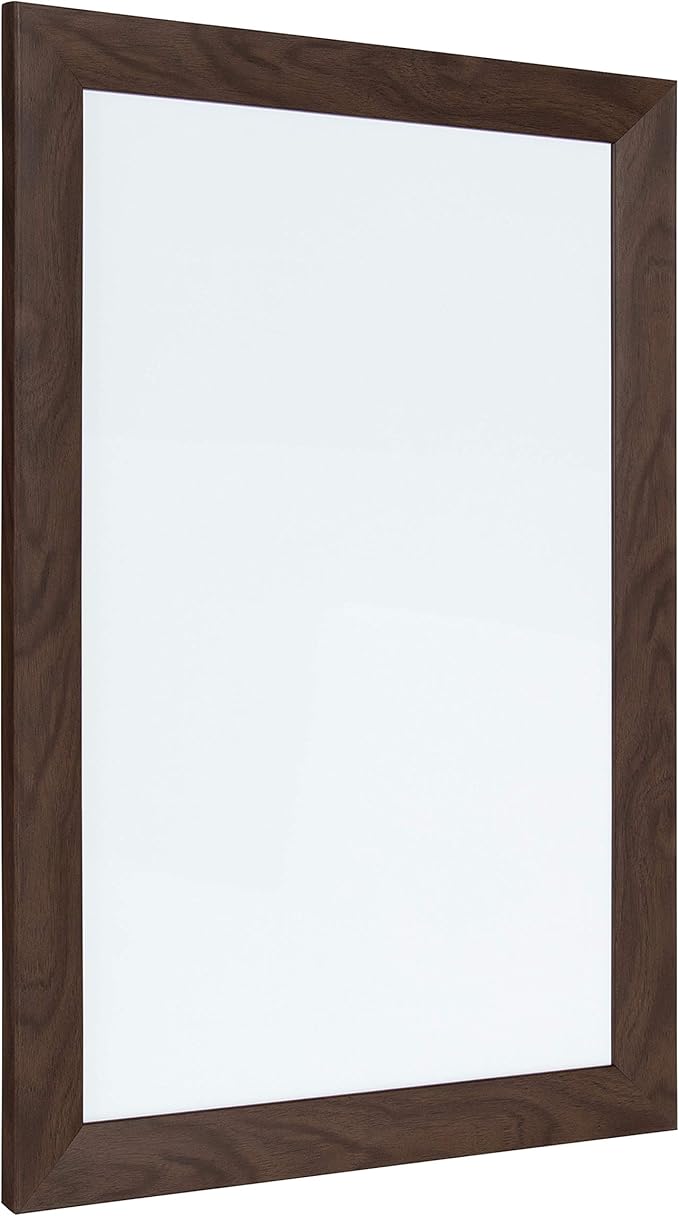 DesignOvation Beatrice Framed Magnetic Dry Erase Board, 18x27, Walnut Brown