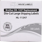 HOUSELABELS Compatible with DK-1247 Replacement Roll for Brother QL Label Printers; 180 Large Shipping Labels; 4.07" x 6.4" (103mm*163mm) - 1 Roll