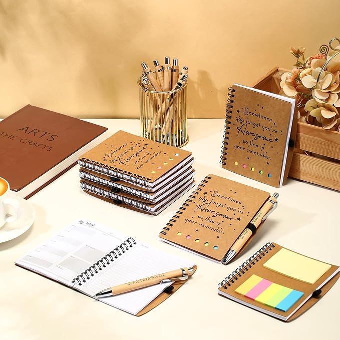 Moinchore 10 Sets Employee Appreciation Gift Inspirational Spiral Notebook with Bamboo Pen Sticky Note Thank You Valentines Day Gift for Coworker Office Staff Team Nurse Teacher (Sometimes You Forget)