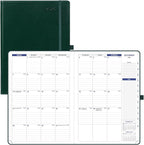POPRUN Monthly Planner 2026-2027 (Large-8.25'' x 11.75''), 16 Months Calendar(Dec 2025-Mar 2027) Appointment Book with Stair Tabs, Inner Pockets, Pen Holder, PU Leather Softcover - Dark Green