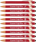 CRME Bulk Custom Pens Personalized Customized Engraved Writing Pen with Name Logo Retractable Ballpoint Pens Black Ink for Back to School,Home,Office,Teacher Supplies Metal Material Wine Red Pen