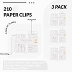 NEEWAY Colorful Paper Clips Assorted Sizes, Small and Large Paperclips, 210 Count, 3 Pack of 70 (White)