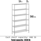 Regal Altair 18" Deep x 54" Wide x 96" Height Wire Shelving Kit | 6-Tier | NSF Commercial Storage Rack Unit