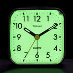 Tinload Small Battery Operated Analog Travel Alarm Clock Silent Non Ticking,Gentle Wake, Ascending Beep Sounds, Snooze,Lighted on Demand, Glow in Dark dial,Easy Set