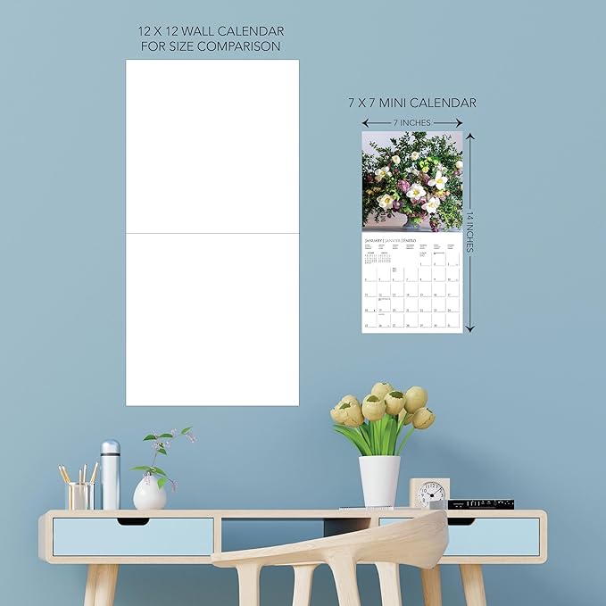 Graphique 2026 Garden Bouquets Mini Wall Calendar | 7” x 7” | Thick Paper | Home & Office Organizer | Large Monthly Grid | 3 Languages & Marked Holidays | 4 Month Preview Page for 2027