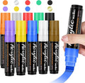 Jesew Acrylic Paint Markers, 10 Jumbo Colored Markers, 15mm Jumbo Felt Tip, Waterproof and Permanent Ink Paint Pens for Rock Painting, Stone, Ceramic, Glass, Wood, Canvas, Outdoor Paintings,Signs
