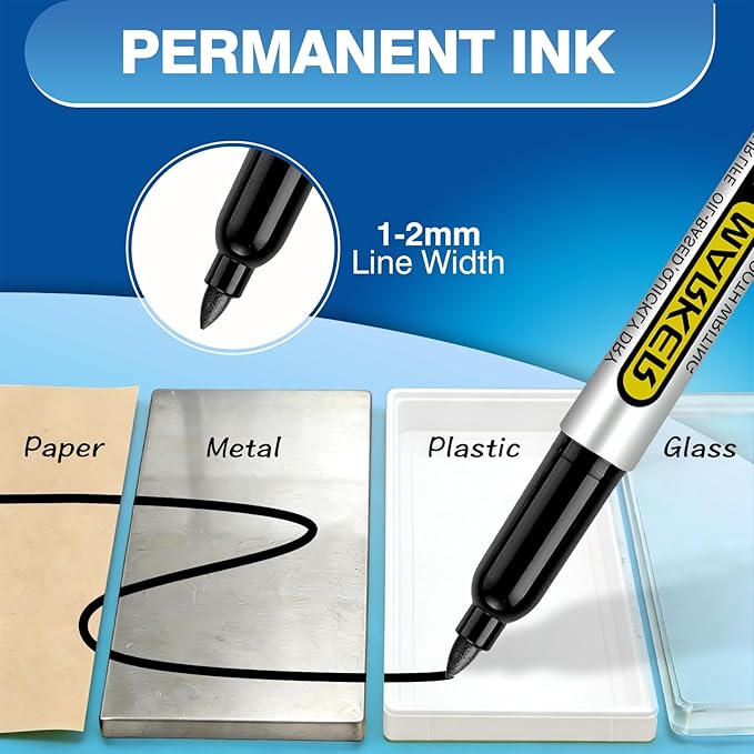 SFAIH Red Permanent Markers Bulk - 24 Pack, 1s Quick Dry, Fine Point Permanent Markers for Paper Plastic Glass Metal Wood, Waterproof, Kitchen Classroom Office, Doodling, Marking, Non-Fading
