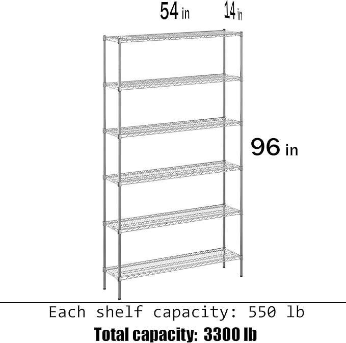 Regal Altair 14" Deep x 54" Wide x 96" Height Wire Shelving Kit | 6-Tier | NSF Commercial Storage Rack Unit