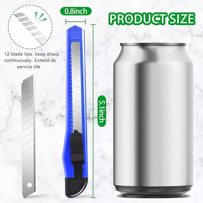 TIFICAL 8 Pack Box Cutter Utility Knife, 9mm Snap-off Box Cutter Retractable for Opening Packages Cartons, Boxes, Disposable Box Cutters Exacto Knife Perfect for Office and Home use