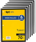 EPI Spiral Notebook | Wide - 70 Sheets, Durable Spiral Binding | 10.5 x 8 in | Classroom Supplies | School, Office, Note Taking, Journaling - 6 Pack