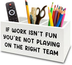 XPH Inspirational Pen Pencil Holder Organizer for Desk, Inspirational Gifts for Women, Teamwork Team Gifts for Employees Coworkers Wooden Box Sign for Home Office Desk Tabletop Decorations