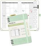 POPRUN Pocket Monthly Planner 2026-2027 (Small Size 4.25" x 6.25") 18 Months Calendar Book(Jan 2026 - Jun 2027) - 4 Pages per Month with Expense & Notes, Leather Cover, Sunday Starts - Green