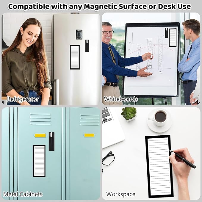 Thboxes 4 Pack Magnetic Note Pad for Fridge with Pen Holder, Totally 200 Sheets Magnetic To Do List, Shopping List, Grocery List, Memo Pads for Refrigerator（Black Border）