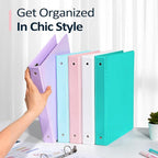 BinderX Extra Durable 1.5 Ring Binder, Round Ring 1.5 Inch Binders, Fits 325 Sheets of 8.5x11 Paper, Customizable View Cover with Inside Pockets, Cute 1.5" Binder, School Supplies for Girls, Aqua Blue