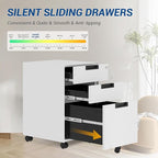 Fesbos 3 Drawer Vertical File Cabinets, Mobile Filling Cabinet with Lock for Legal/Letter Size, Pre-Built Office Storage File Cabinet with Wheels Under Desk - Fully Assembled