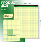 KAISA Graph Paper Legal Pads Writing Pads Recycled Paper 8.5"x11.75" Quad Ruled 4x4 Perforated 50 sheets/pad Grid Paper Yellow Notepads Writing Tablet For Office Supplies (Canary 6pad, 8.5x11.75'')