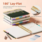 XYark Line Hardcover Spiral Notebook with Removable Dividers Tabs & Ruler, 5 Subject Notebook College Ruled, 300 Page, Large 8"x10" B5 Notebooks for Work School, Lined Journal for Women & Men, Green