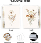 JWVK Boho Floral Spiral Notebook, Rustic Neutral Flower Herbs Notebooks for Note Taking, Cottagecore Wildflower Botanical Journal for Women, Boho Office Supplies, 5.5x8.3 Inch