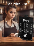 Kivsty Acrylic Black Dry Erase Board with Stand - 12” x 8” Small Desktop Whiteboard with Marker, Reusable Desk Blackboard, to-Do List, Planner, Memo Clipboard, Menu Board for Office, Home, Bar