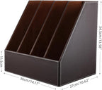 KINGFOM 4-Slot Wood Leather Document Files Holder Rack Stand Desk Files Organizer Papers Collection Cabinet (4 slot brown)