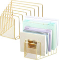 2 Pcs 7 Section Incline File Sorter Metal Wire Mesh File Rack for Desktop Letter Sorter for Magazine Folder Book Organizer Home Office School Paper Mail Desk Storage Holder (Golden)