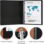 Comix D-Ring Basic View Binder 1 inch 3 Ring Binders, 2.4mm-Thick, Hold 225 Sheets of 8.5" x 11" Paper, 12 Pack (Black)