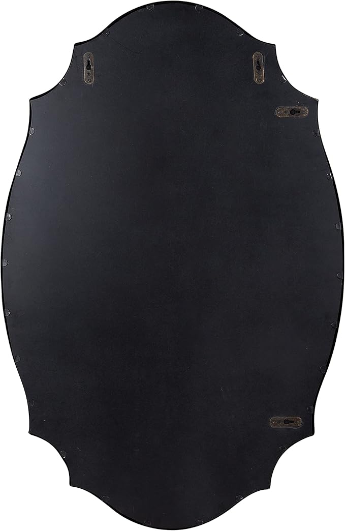 Kate and Laurel Leanna Decorative Scalloped Metal Pinboard; 24 x 36; Gold; Framed Rounded Oval Vintage Bulletin Board for Unique Display; Organization; and Decor