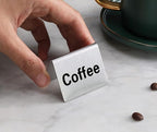 New Star Foodservice Stainless Steel Table Tent Sign (Silver (Coffee), 2 x 2-Inch (Set of 2))