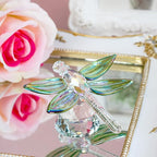 H&D HYALINE & DORA Crystal Dragonfly Animal Figurine Gift,Diamond Decor Christmas Wedding Party Home Collectible Paperweight,Green