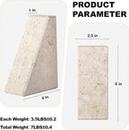 Karibiber Marble Bookends for Heavy Books, Decorative Book Ends for Shelves, Beige Stone Durable and Heavy-Duty Book Ends for Hardback Books & CDS, Unique Book Stopper & Holder, Set of 2