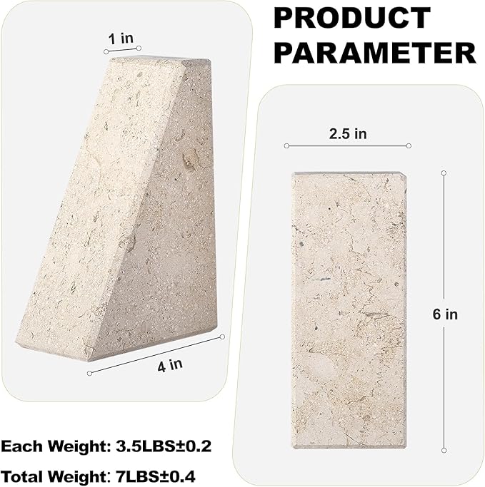 Karibiber Marble Bookends for Heavy Books, Decorative Book Ends for Shelves, Beige Stone Durable and Heavy-Duty Book Ends for Hardback Books & CDS, Unique Book Stopper & Holder, Set of 2