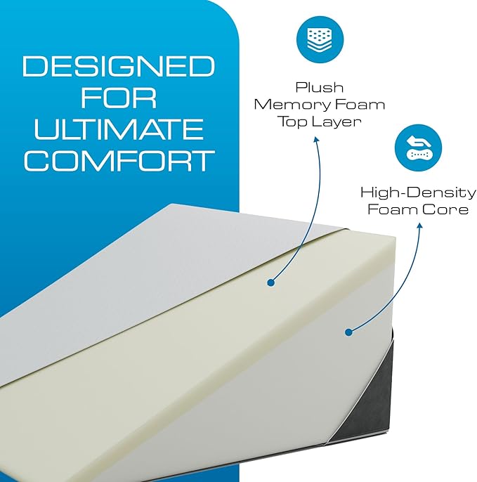Kolbs Extra Wide Bed Wedge Pillow for Sleep Apnea, Acid Reflux, and Back Pain Relief, with Chic Jacquard Cover - Headboard GERD Pillow Wedges for Sleeping (Extra Wide 12" Height)