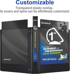 Comix Sturdy 3-Ring-Binder 1-inch D Ring Binders, 2.4mm-Thick, Hold 225 Sheets of 8.5" x 11" Paper, 8 Pack (Black)