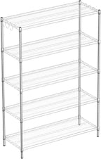 Guan River 5-Shelf Adjustable Metal Shelf Wire Shelving Unit Heavy Duty Storage Rack Display Shelf for Office,Kitchen,Bedroom,Bathroom,Laundry,Pantry Basement,Garage(Chrome,48" L x 18" W x 72" H)
