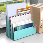 OUTIOE Mail Organizer Countertop, Small Desk File Organizer, Metal File Holder - Essential Workspace Organizers for Office Desk, Home Office (Blue)