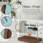 Music Teacher Gift Desk Sign, Inspirational Thank You Plaque for Band Choir Instructors, Music Educator Appreciation Decor for Classroom Office PA069