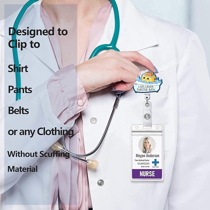 Generic Retractable Badge Holder with ID Clip - Acrylic Badge Accessory for Nurses, Office Workers, Teachers & Students